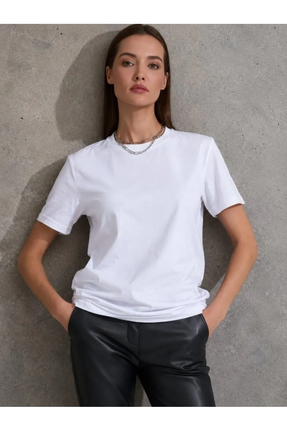 Unisex Kısa Kollu Bisiklet Yaka Basic Viskon Bluz