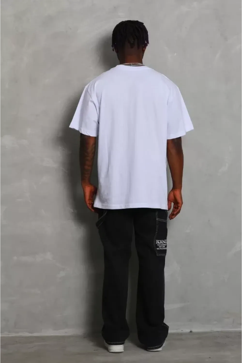 Unisex Oversize Düz Bisiklet Yaka T-Shirt - Beyaz