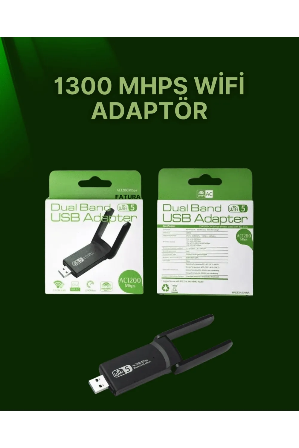 Usb 3.0 Wireless Adaptör – 2.4ghz & 5ghz Destekli