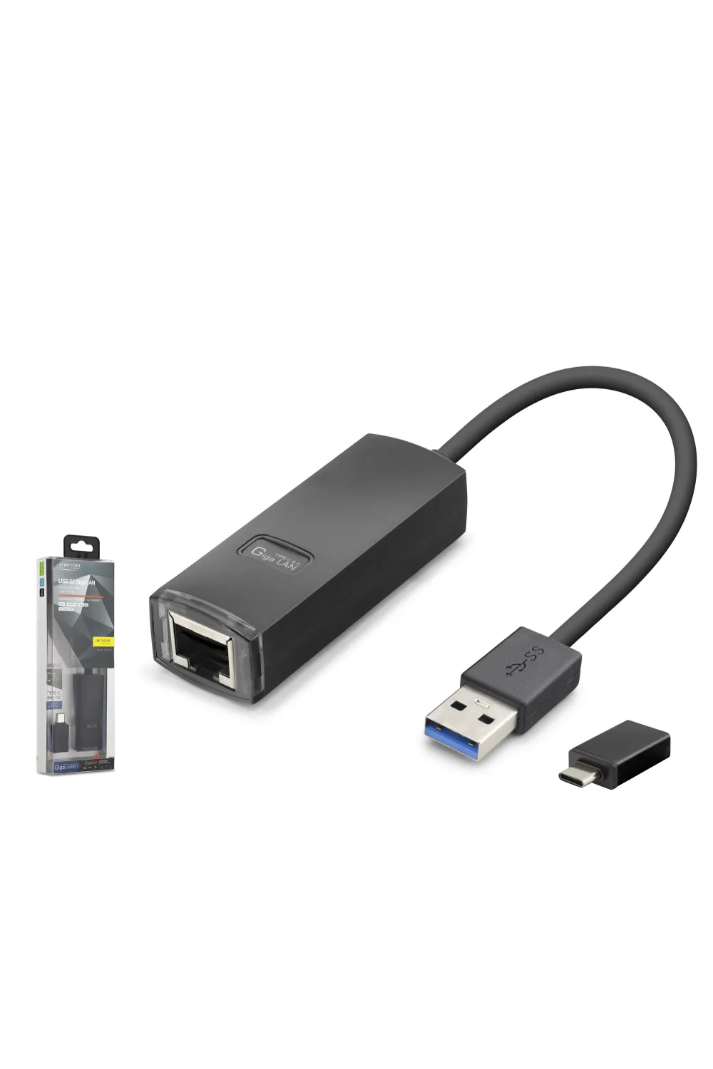 Usb 3.1 Usb Type-c Gen1 Ethernet Adaptör Gigabit Siyah LAN03