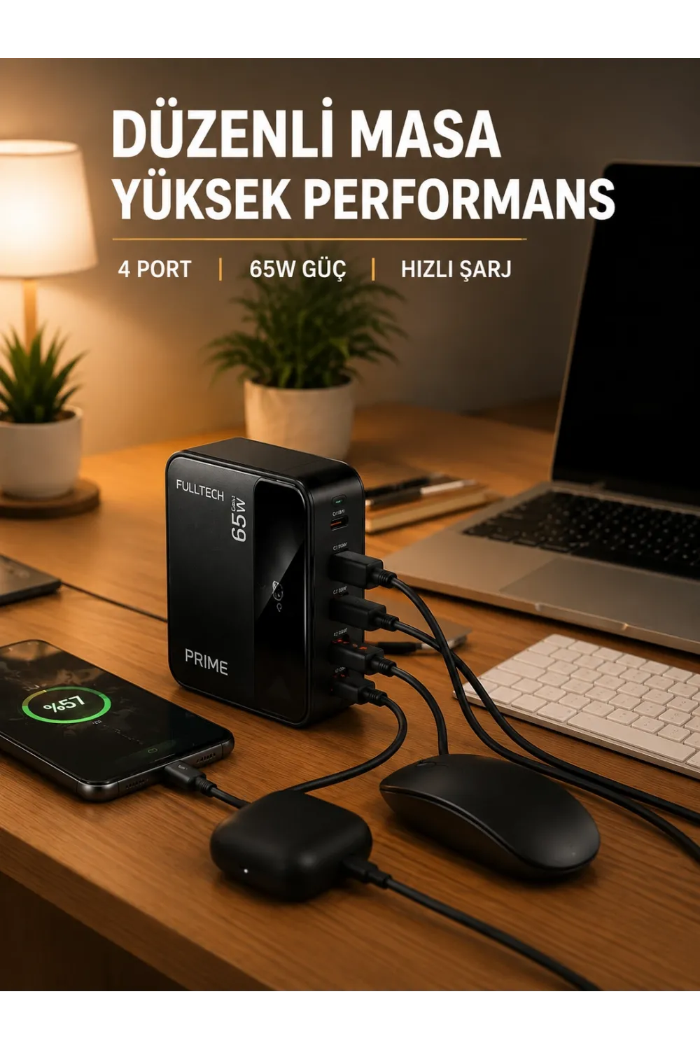 Usb-a Ve Usb-c Girişli Çoklu Şarj Cihazı