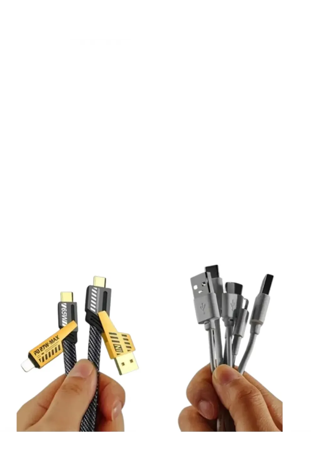 Usb-c Ve Lightning Uyumlu 4ü 1 Arada Kablo – 65w Hızlı Şarj, Örgülü Dayanıklı Yapı
