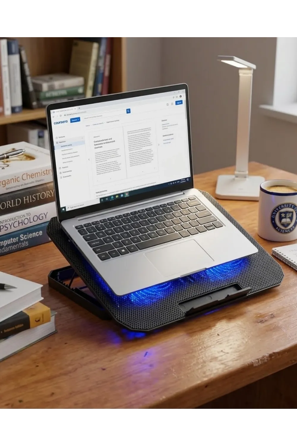 Usb Girişli Laptop Soğutma Standı Çift Fan Mavi Işıklı Notebook Soğutucu