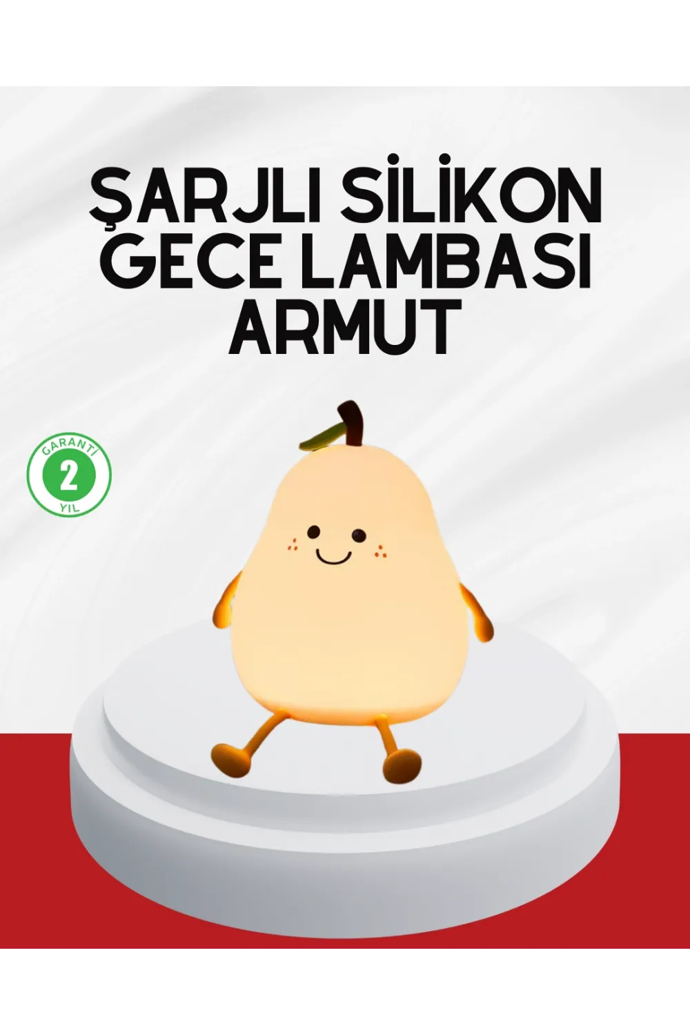 Usb Şarjlı Armut Gece Lambası Dokunmatik Renk Değişimli