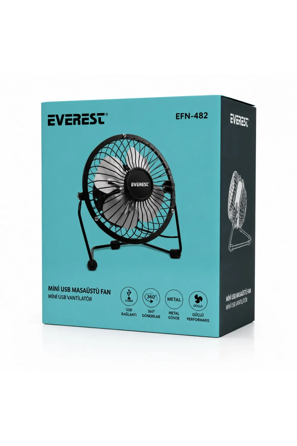 Usb Şarjlı - Metal Gövde 14.5x7.5x15cm Mini Masaüstü Fan - Vantilatör Efn-482