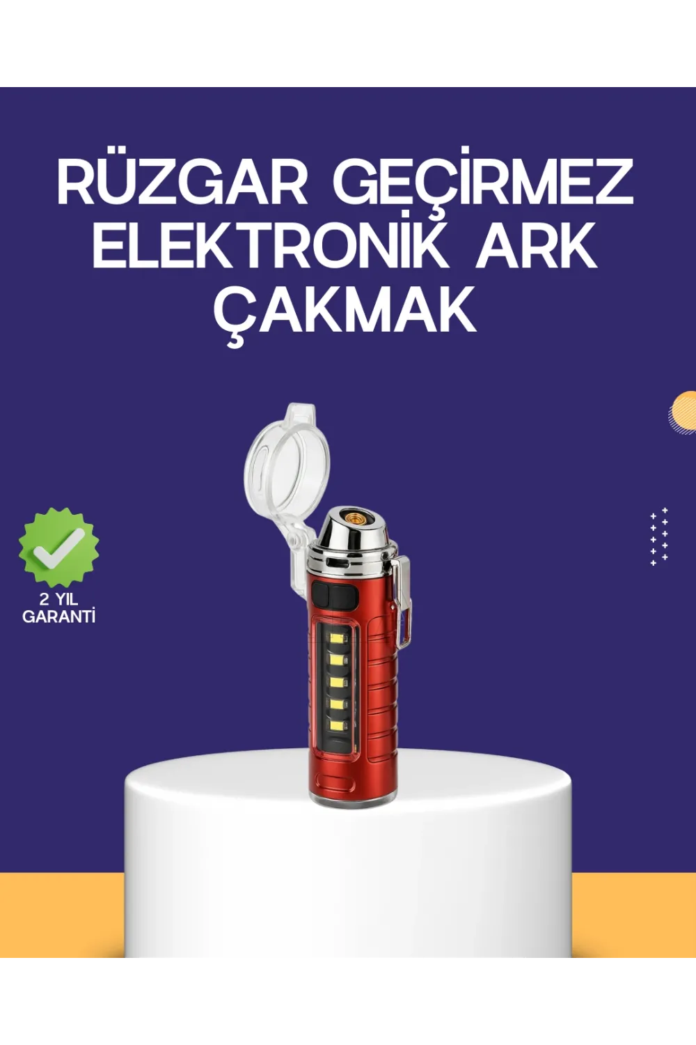 Usb Şarjlı Rüzgar Geçirmez Elektrikli Çakmak El Fenerli