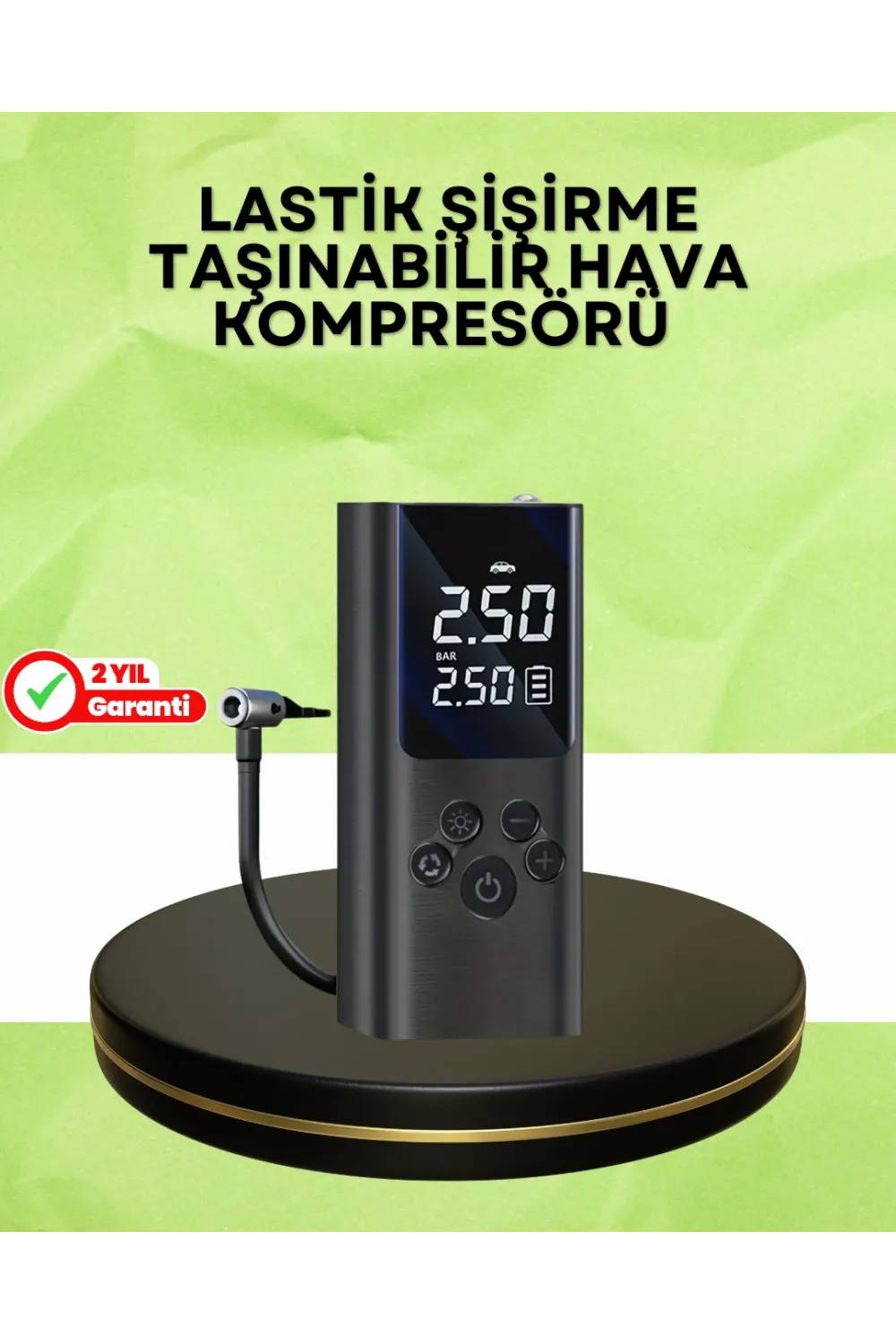Usb Şarjlı Taşınabilir Hava Kompresörü Dijital Ekranlı