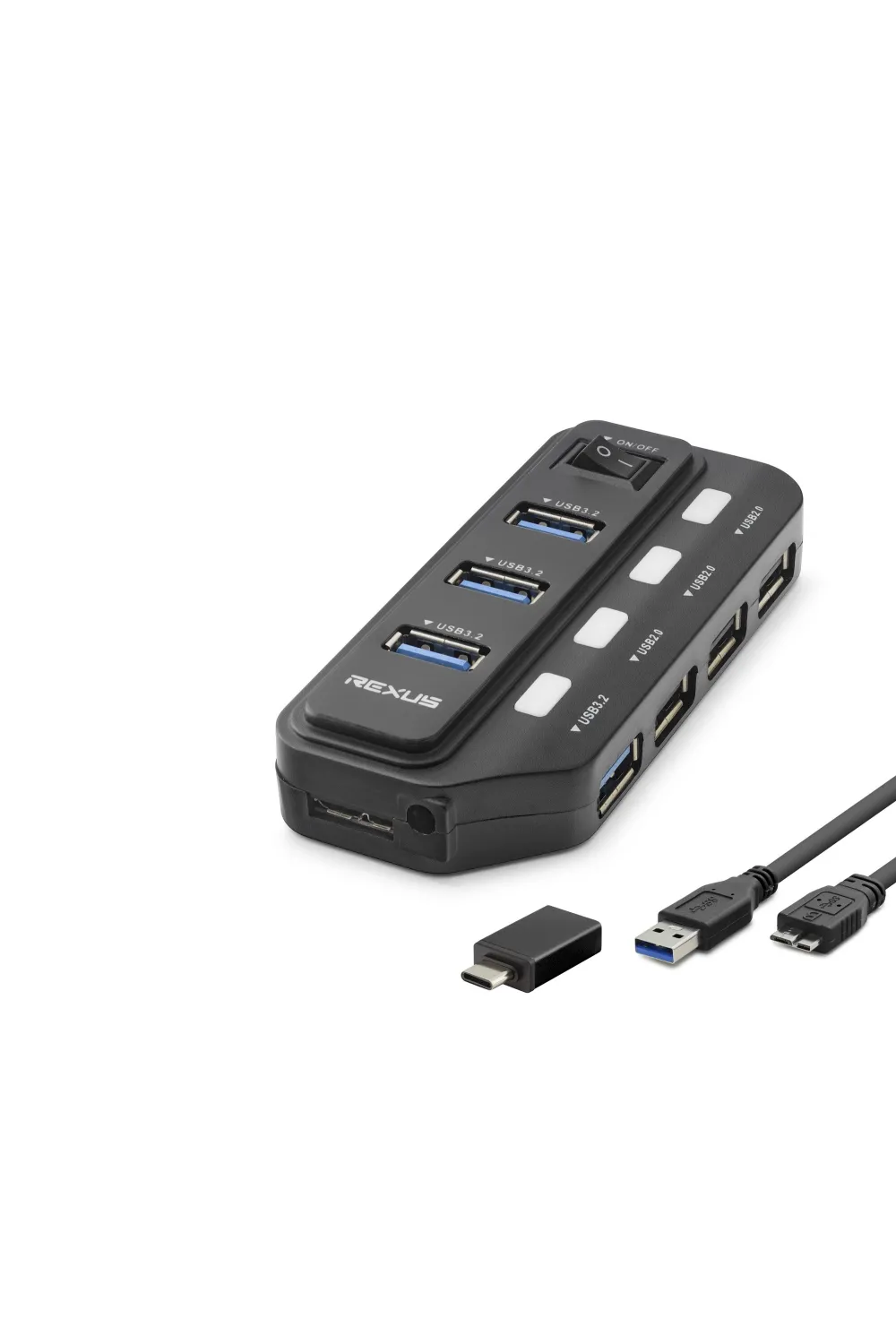 Usb Type-c 3.2 Gen1 Anahtarlı Hub 7 Port 5 Gbps Siyah U332