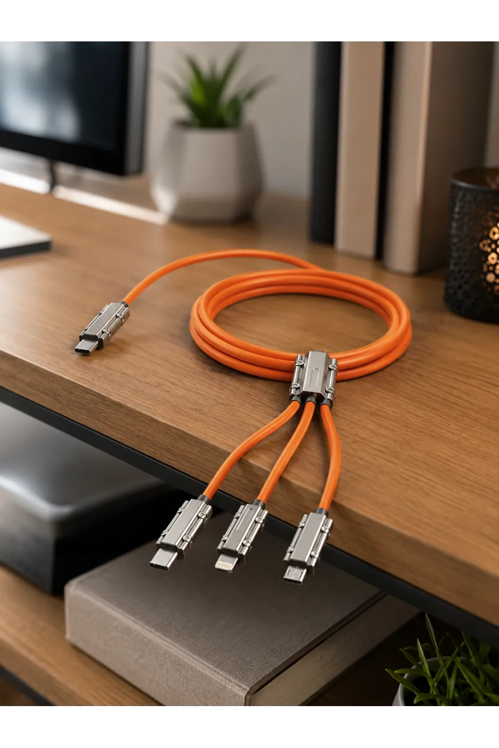 Usb Type-c, Lightning Ve Micro Usb Uyumlu 3ü 1 Arada Hızlı Şarj Kablosu