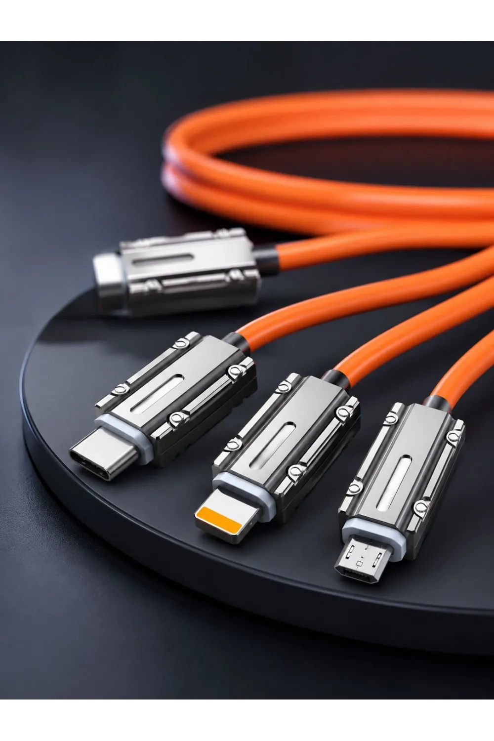 Usb Type-c, Lightning Ve Micro Usb Uyumlu 3ü 1 Arada Hızlı Şarj Kablosu