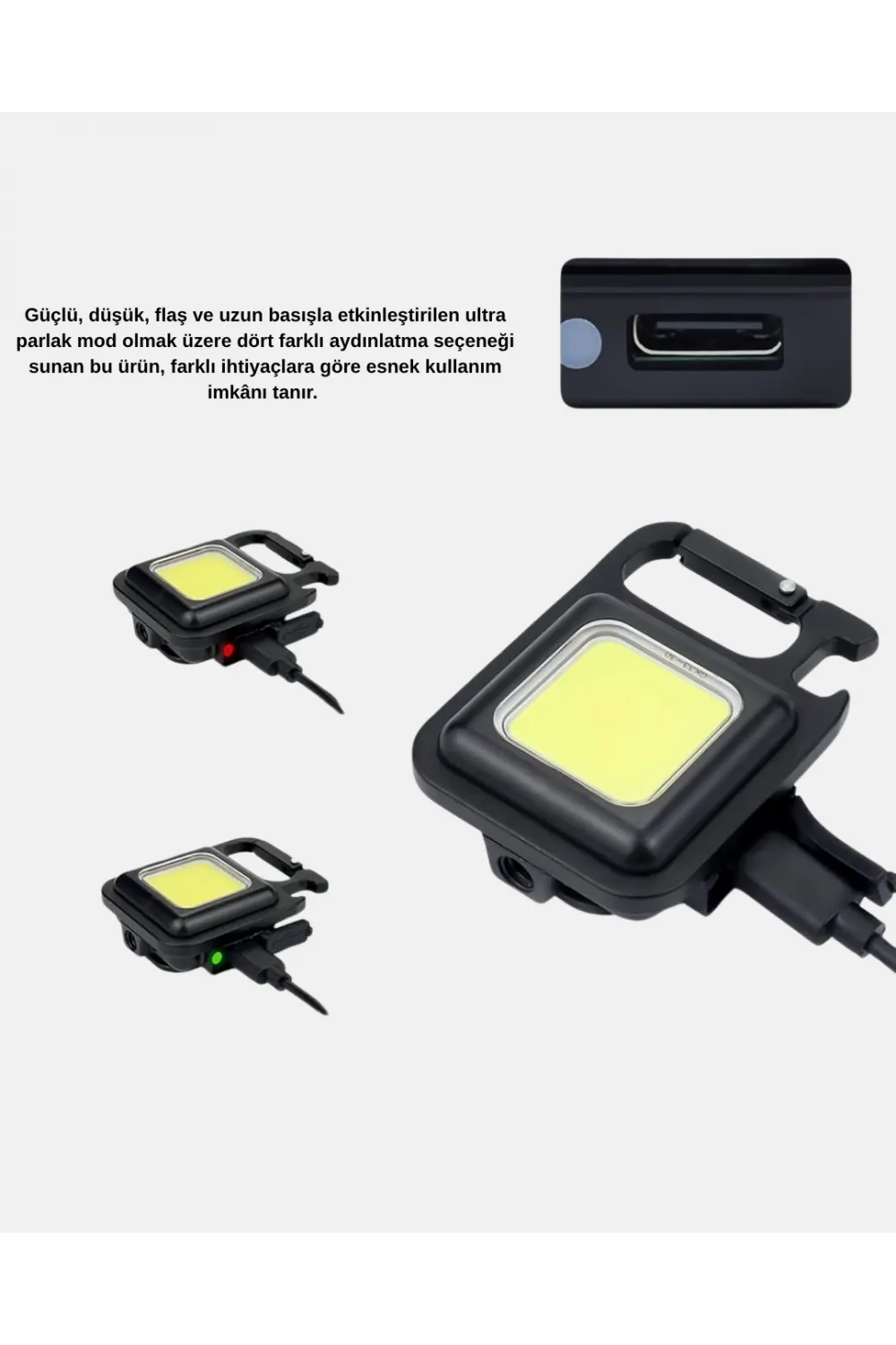Usb Type-c Şarjlı Mini Fener – Manyetik, Katlanabilir Ve Şişe Açacaklı Tasarım