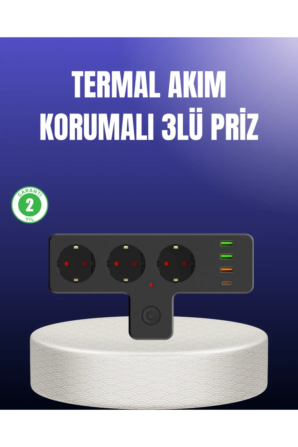 Usb Ve Type-c Portlu Anahtarlı Çoklu Priz Güç Ünitesi