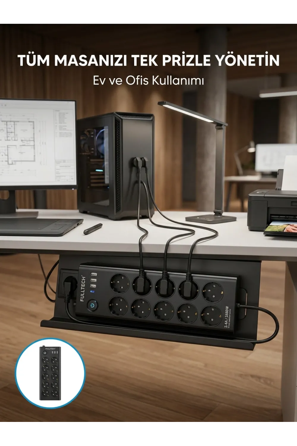 Usb Ve Type-c Şarj Özellikli 10lu Çoklu Priz