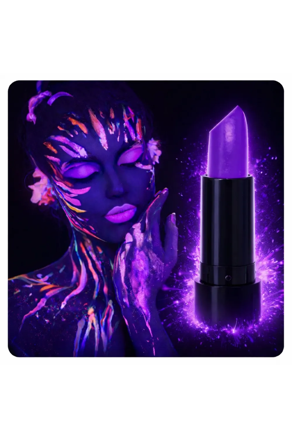 UV Neon Mor Ruj – Karanlıkta Parlayan Makyaj Boyası