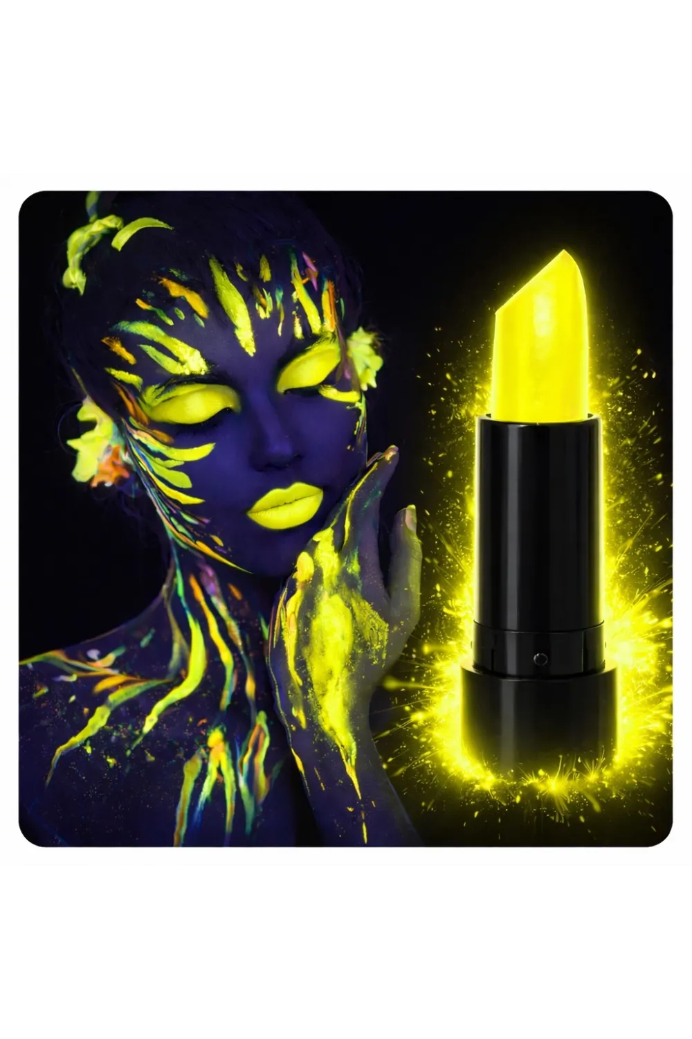 UV Neon Sarı Ruj – Karanlıkta Parlayan Makyaj Boyası