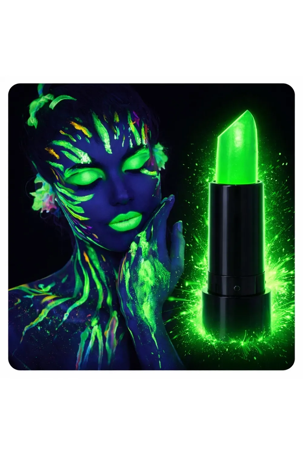 UV Neon Yeşil Ruj – Karanlıkta Parlayan Makyaj Boyası