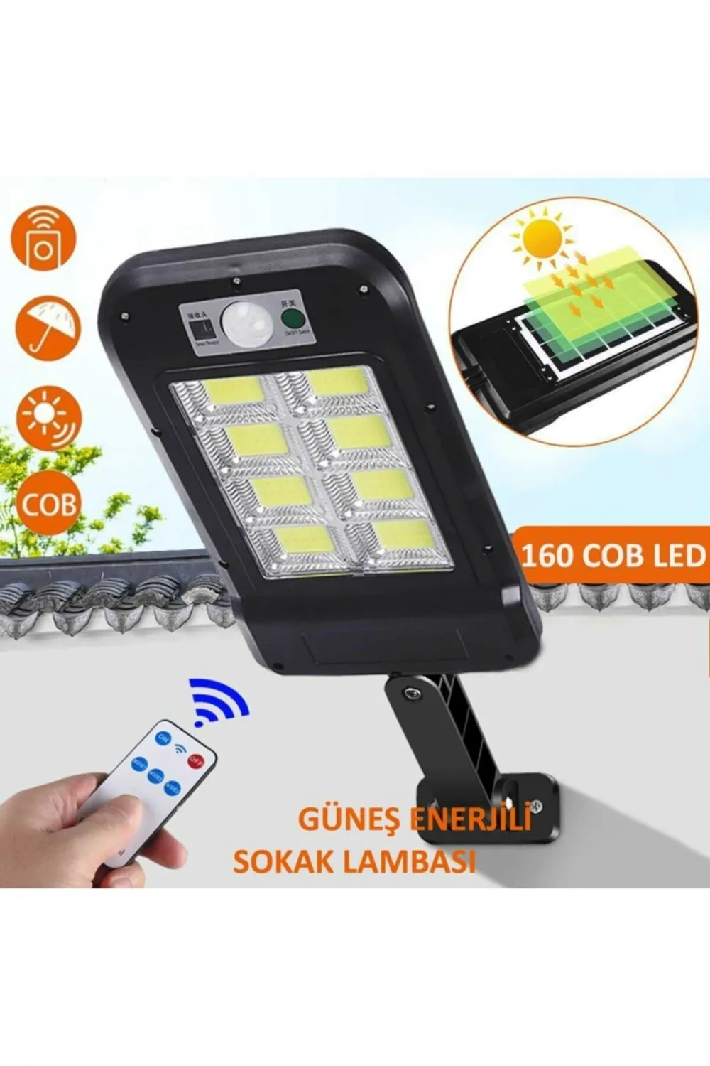 Uzaktan Kumandalı 160 Led Solar Bahçe Lambası