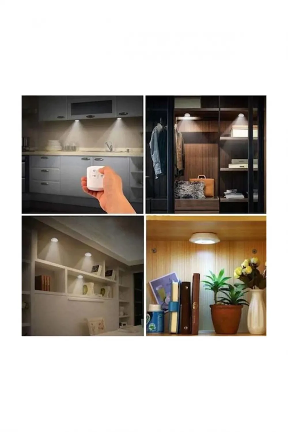 Uzaktan Kumandalı 3 Lü Spot Led Lamba Kablosuz Pilli Işıldak