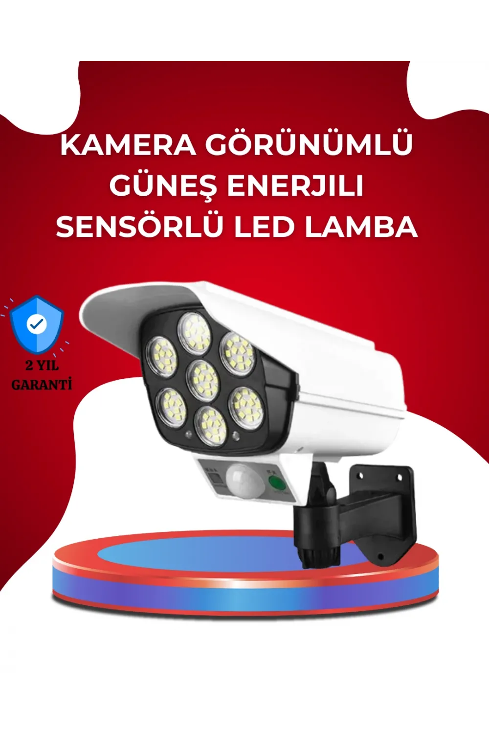 Uzaktan Kumandalı Güneş Enerjili Led Güvenlik Lambası Kamera Tipi Hareket Sensörlü