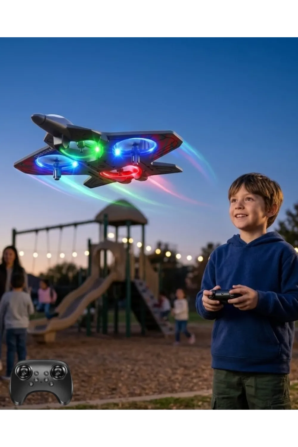 Uzaktan Kumandalı Led Işıklı Drone Uçak 360 Derece Dönüş Özellikli Oyuncak Drone