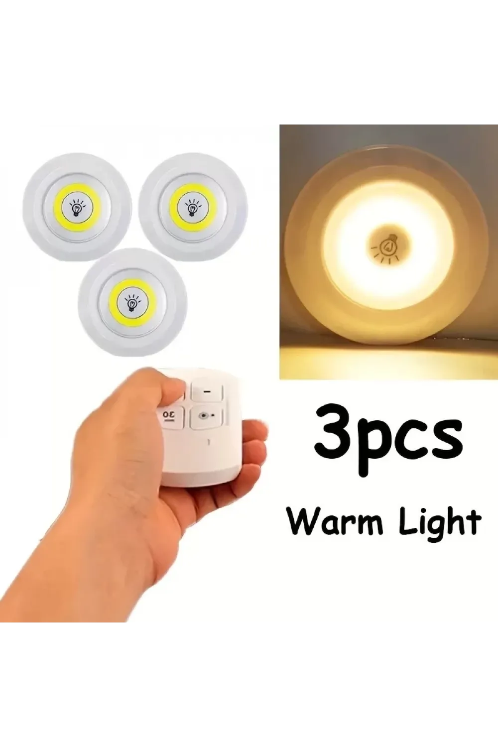 Uzaktan Kumandalı Yapışkanlı 3'lü Led Spot Lamba