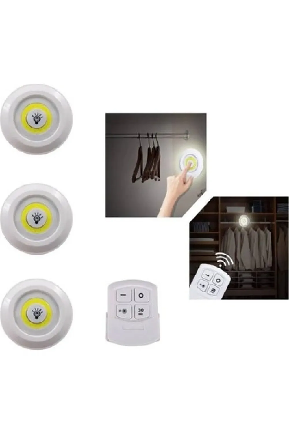 Uzaktan Kumandalı Yapışkanlı 3’lü Led Spot Lamba