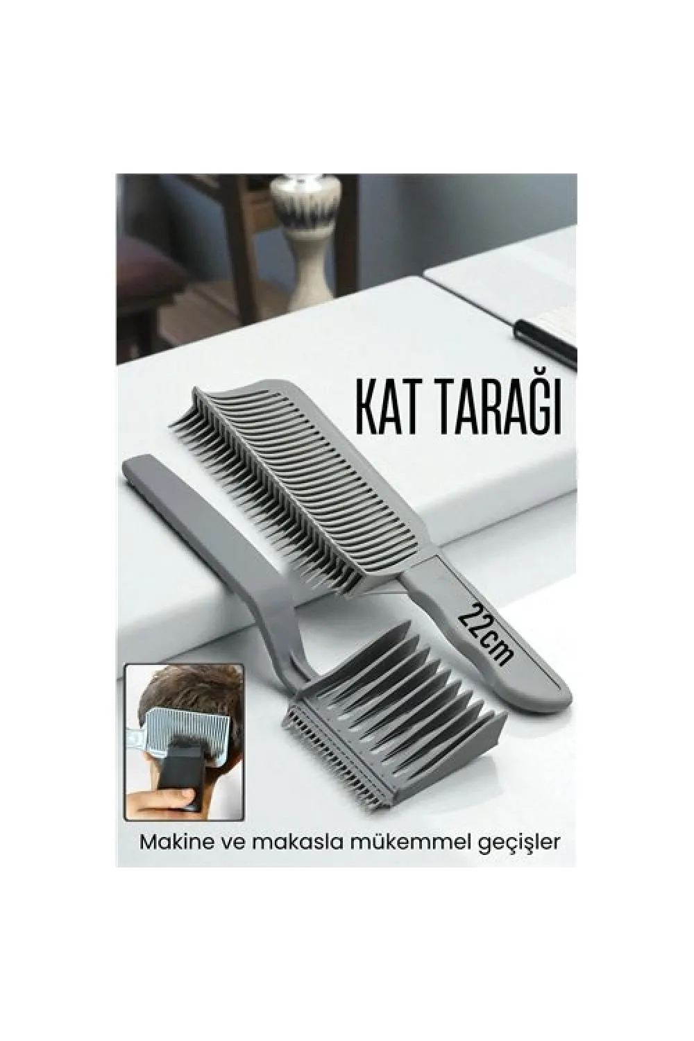 Uzun Kat Tarağı Kavisli Kontur Geçiş Kat Kesim Kesim Tarağı 2 li SET Kuaför Berber