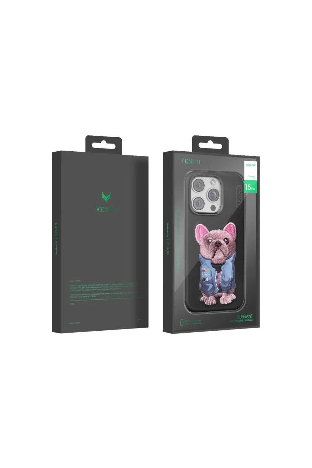 Venco Apple İphone 15 Pro Cute Desenli Kapak - Siyah