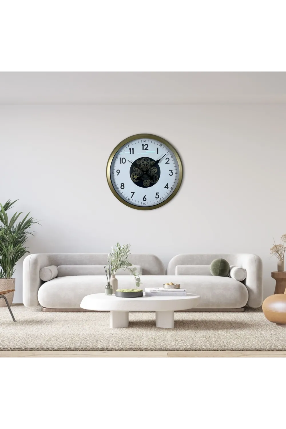 Vintage 60 Cm Çarklı Modern Duvar Saati