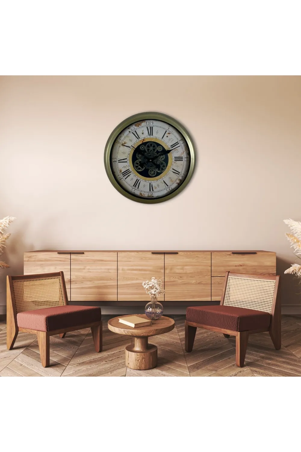 Vintage Aurea 60 Cm Çarklı Duvar Saati