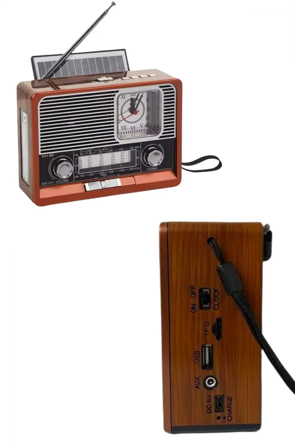Vintage Nostaljik Radyo Aux Usb Sd Kart Girişli Şarjlı Bluetooth Bağlantılı