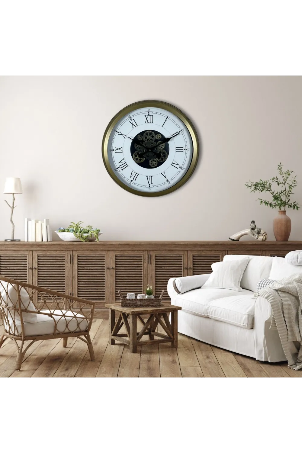 Vintage Roma Rakamlı 60 Cm Çarklı Duvar Saati