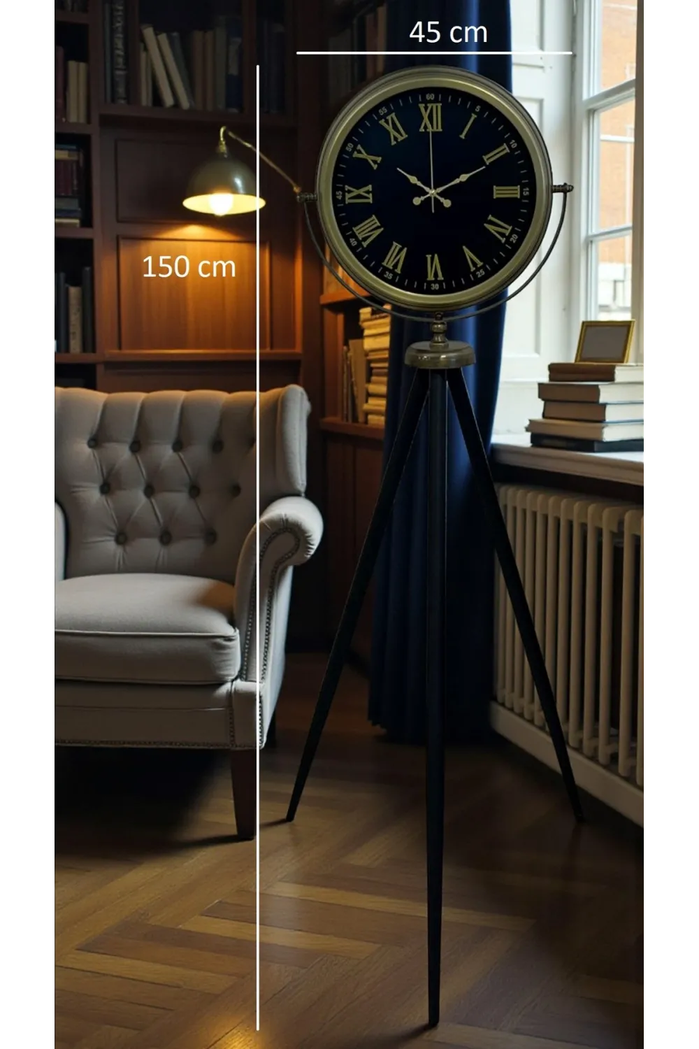 Vintage Roma Rakamlı Modern Tripod Ayaklı Saat