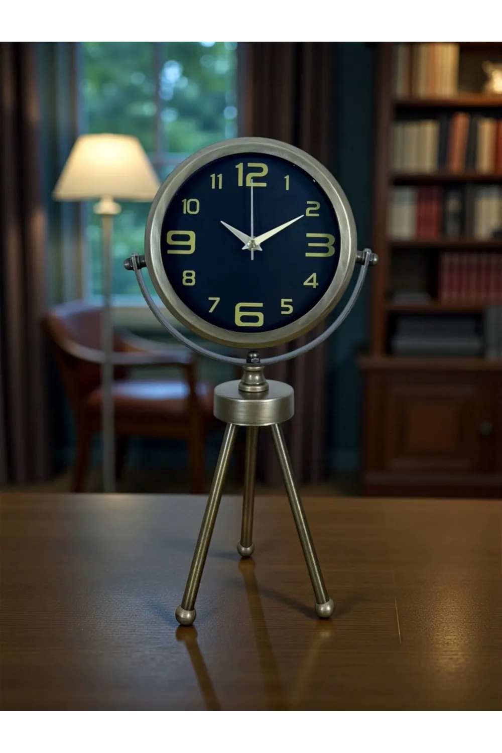 Vintage Tripod Eskitme Metal Üç Ayaklı Masa Saati