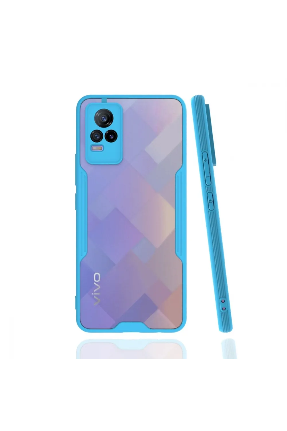 Vivo V21e Kılıf Platin Silikon - Mavi