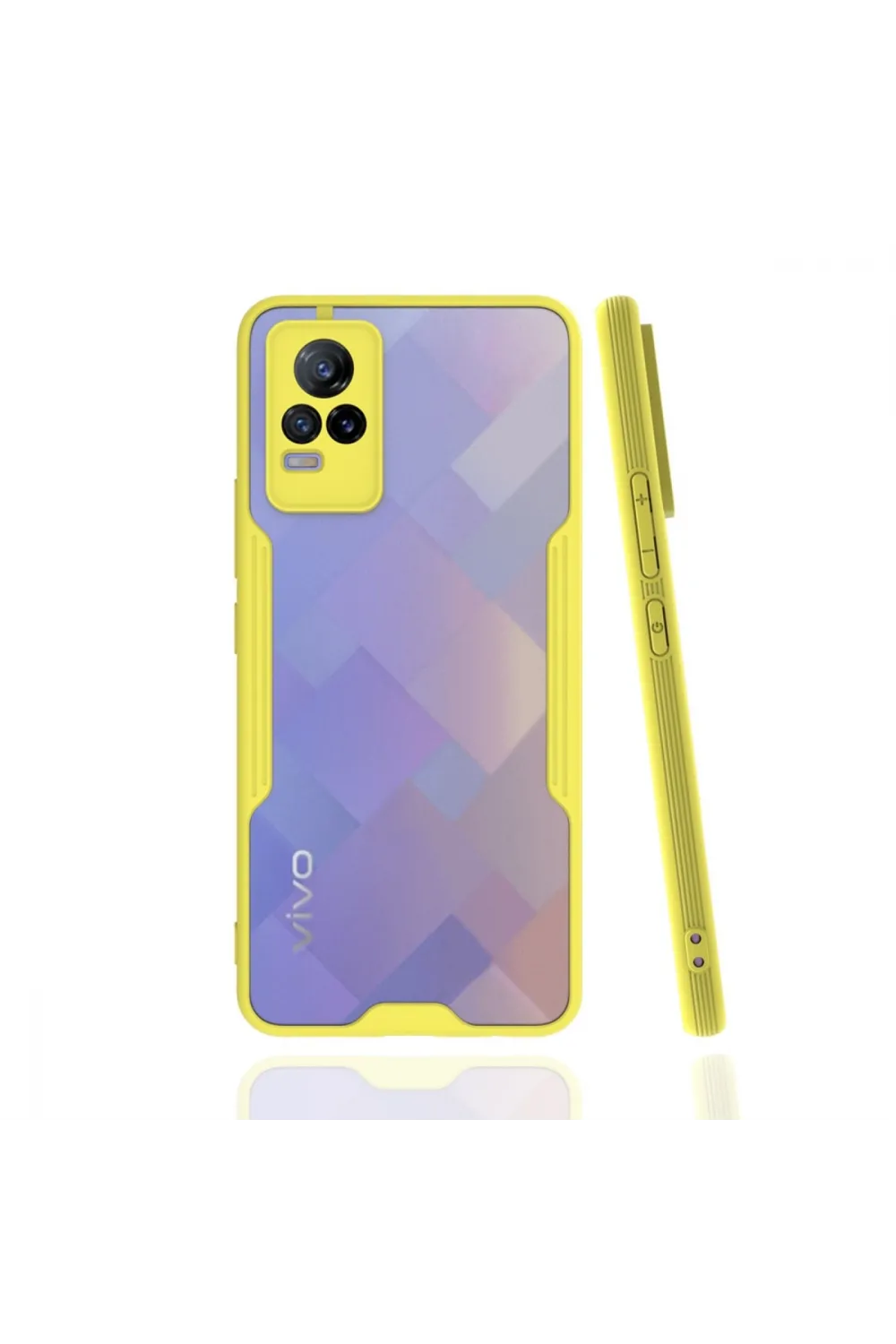 Vivo V21e Kılıf Platin Silikon - Sarı