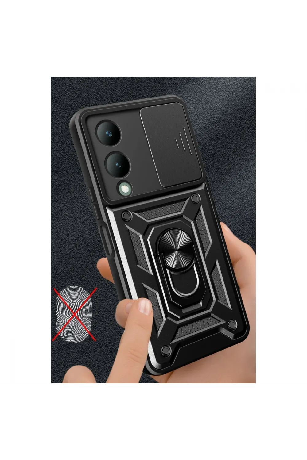 Vivo Y17s Kılıf Pars Lens Yüzüklü Silikon - Yeşil