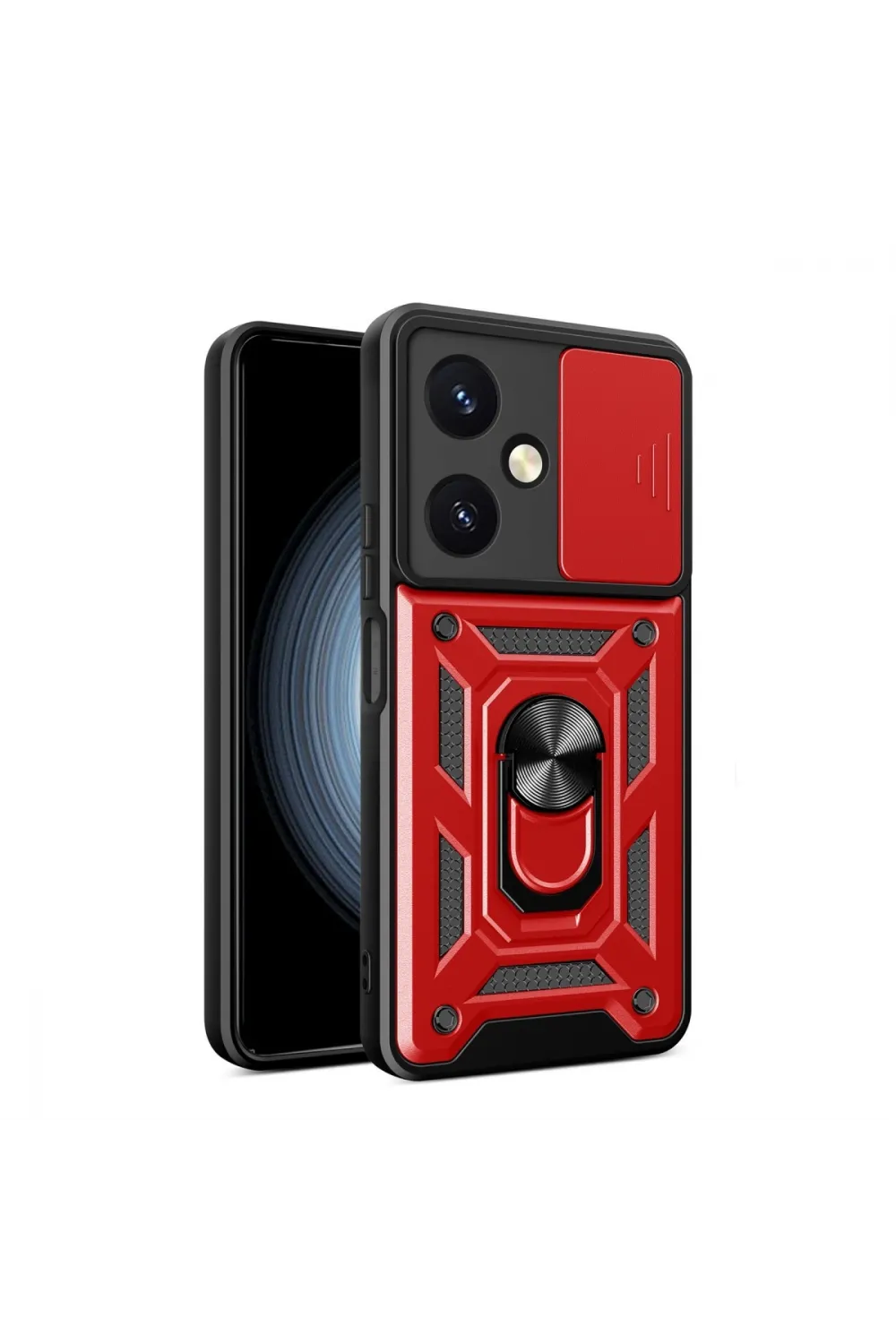 Vivo Y27 Kılıf Pars Lens Yüzüklü Silikon - Kırmızı