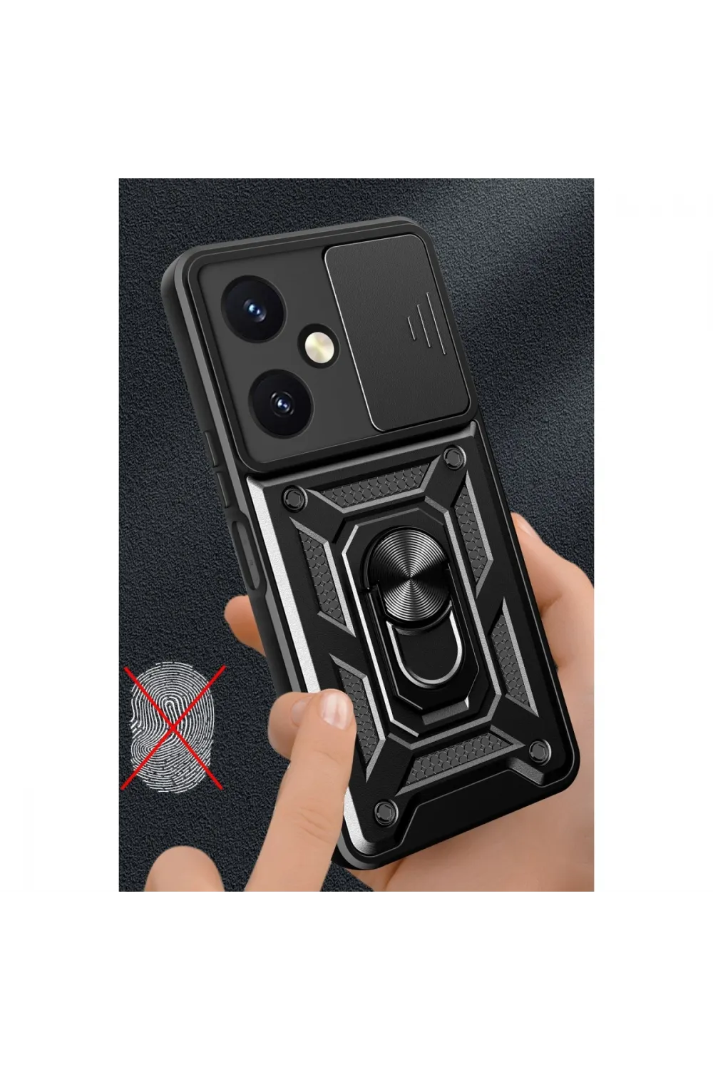Vivo Y27 Kılıf Pars Lens Yüzüklü Silikon - Kırmızı