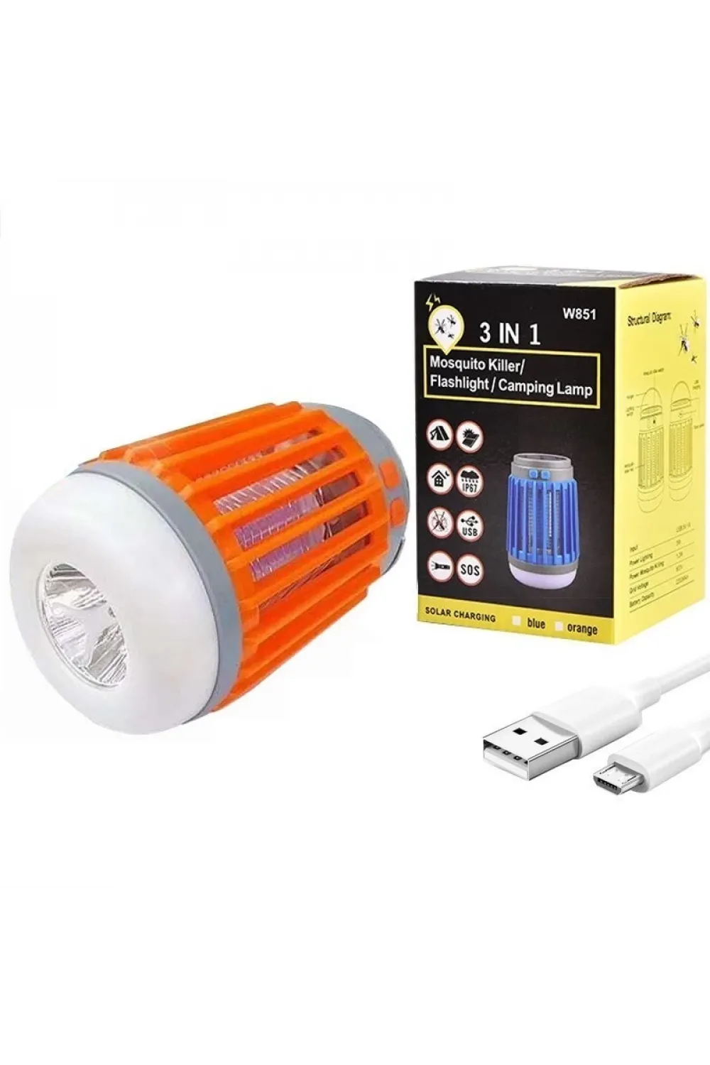 W851 Usbli Solar Sinek Öldürücü Özellikli 3ın1 Kamp Feneri