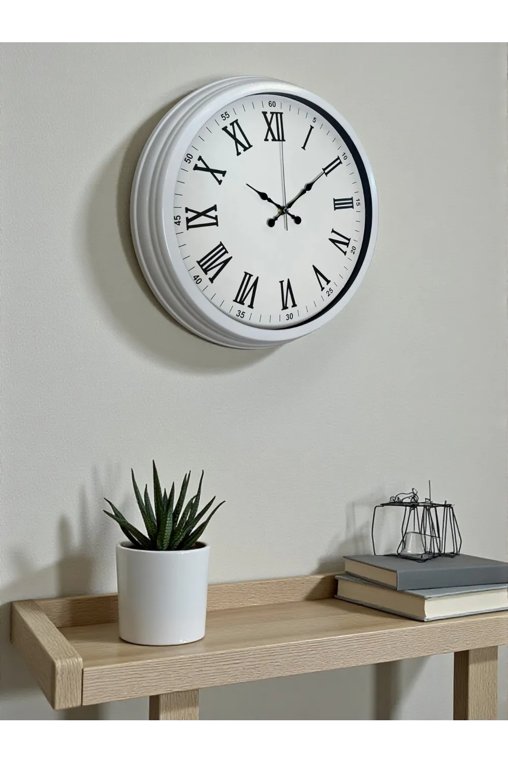 White Prime Roma Rakamlı 40 Cm Metal Duvar Saati