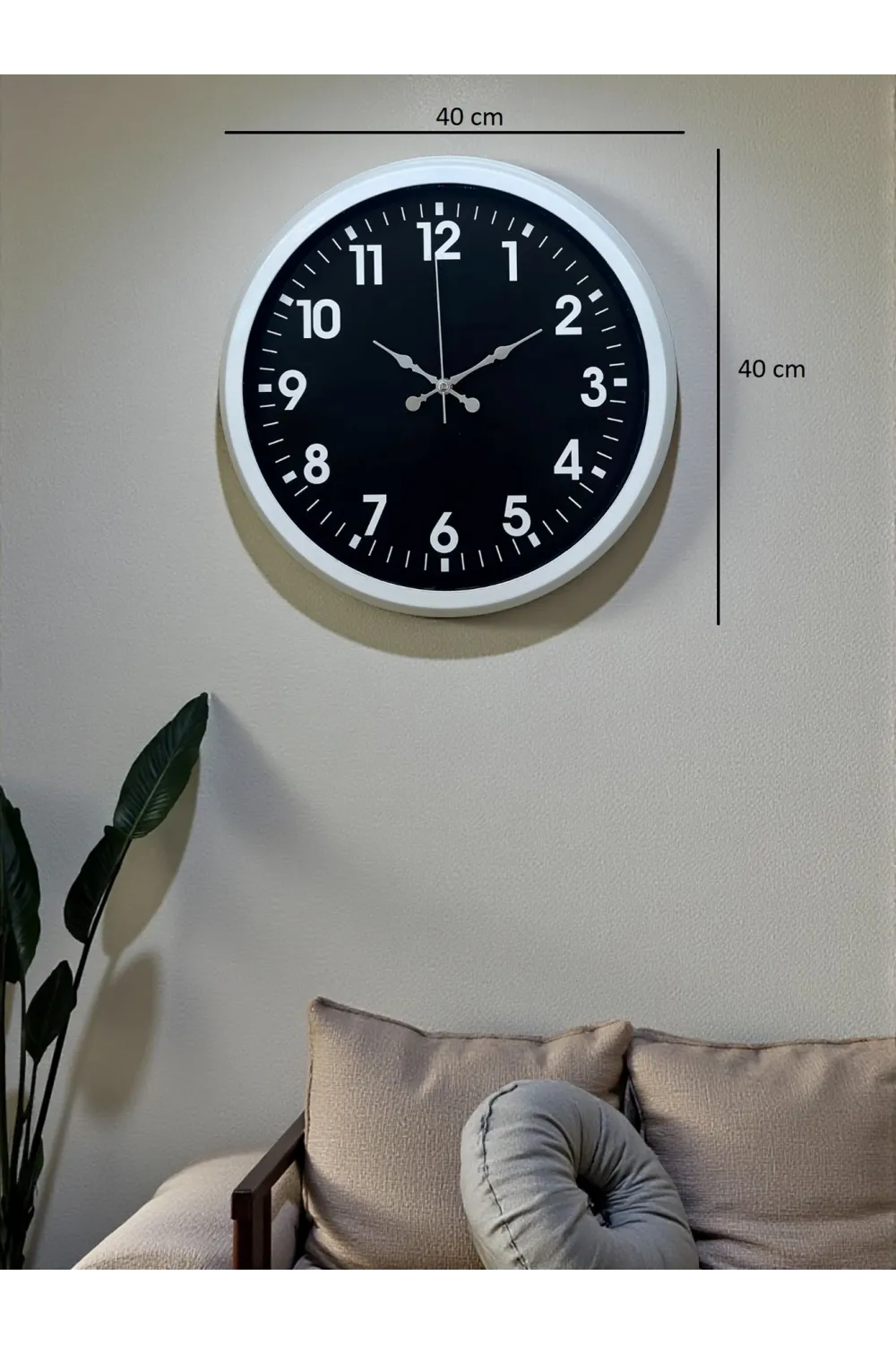 White Pure Contrast 40 Cm Metal Duvar Saati