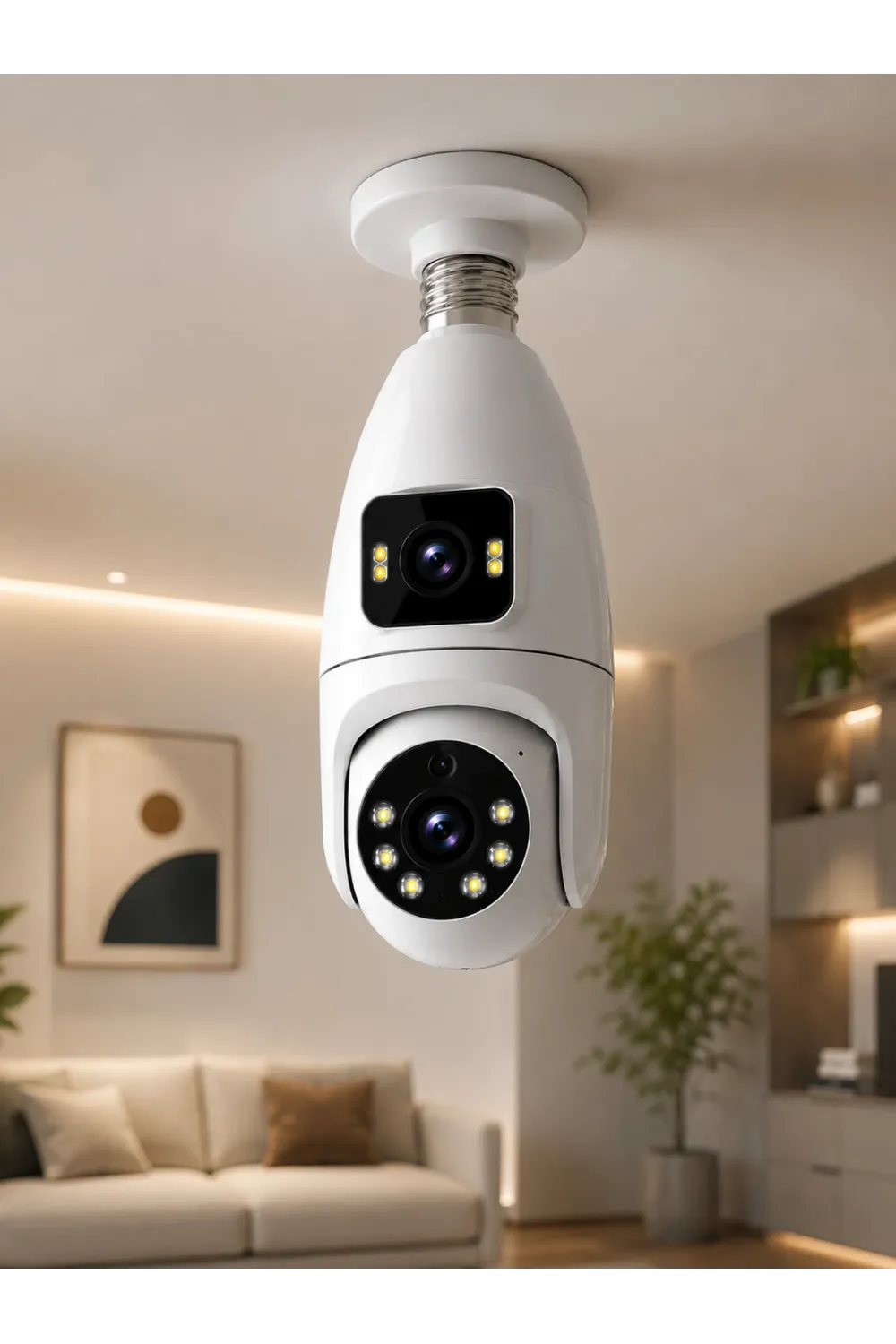 Wi-fi Çift Lens Ampul Kamera  Akıllı Ev Güvenliği