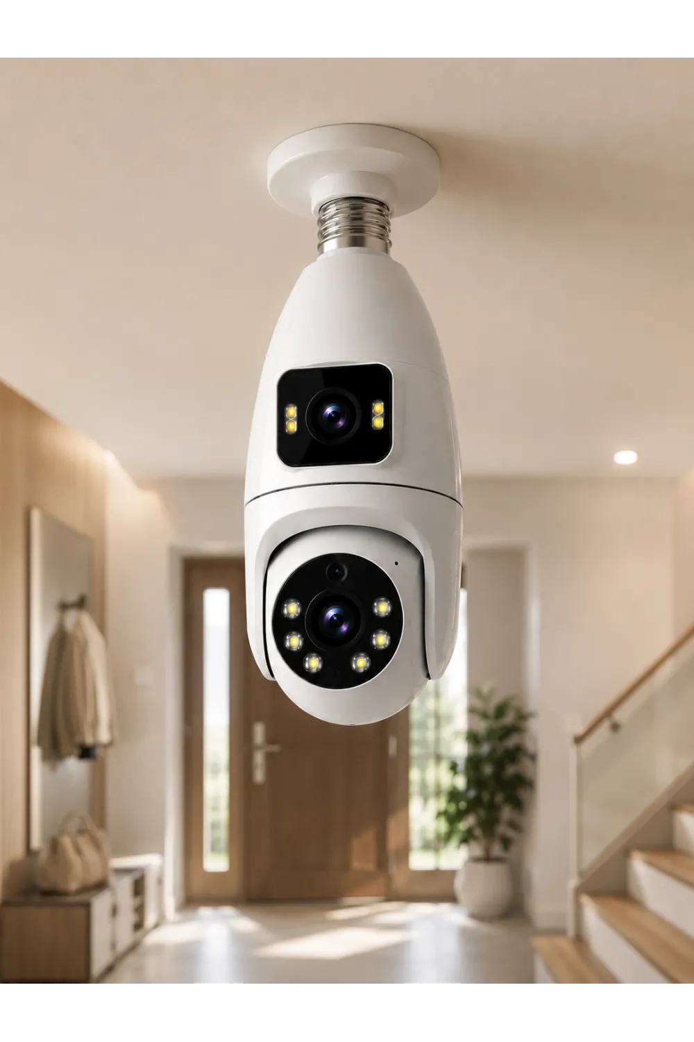 Wi-fi Çift Lens Ampul Kamera  Akıllı Ev Güvenliği