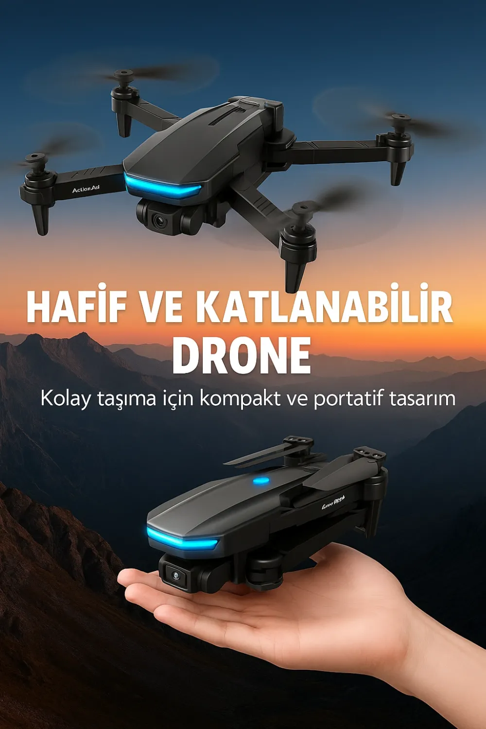 Wifi Fpv Canlı Görüntü Aktarımlı Katlanabilir Drone