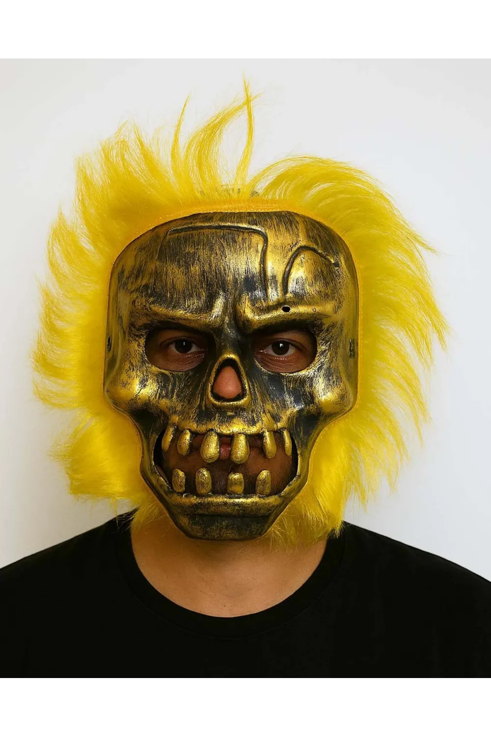 Wild Skull - Bakır Kafatası Sarı Saçlı İskelet Maske