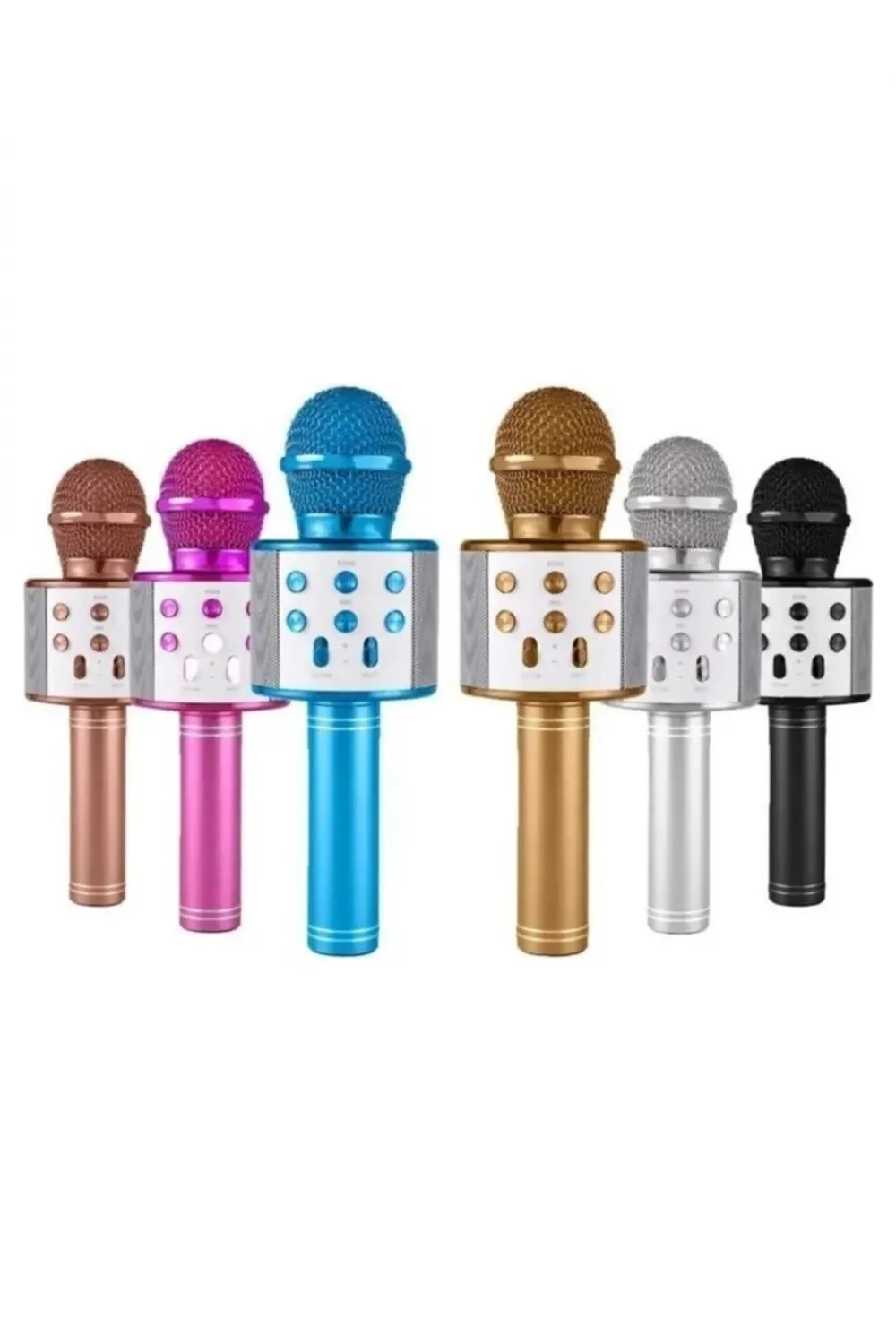 Wireless Mikrofon Karaoke - Hoparlör Usb Şarjlı Usb - Tf - Aux Renkli Krom Kaplama Pil:800mah - Dc 5v Bls-25