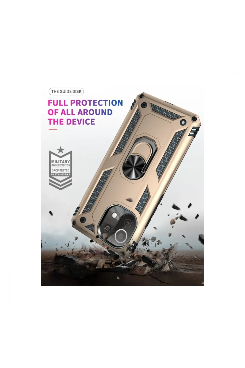 Xiaomi Mi 11 Lite Kılıf Sofya Yüzüklü Silikon Kapak - Gold
