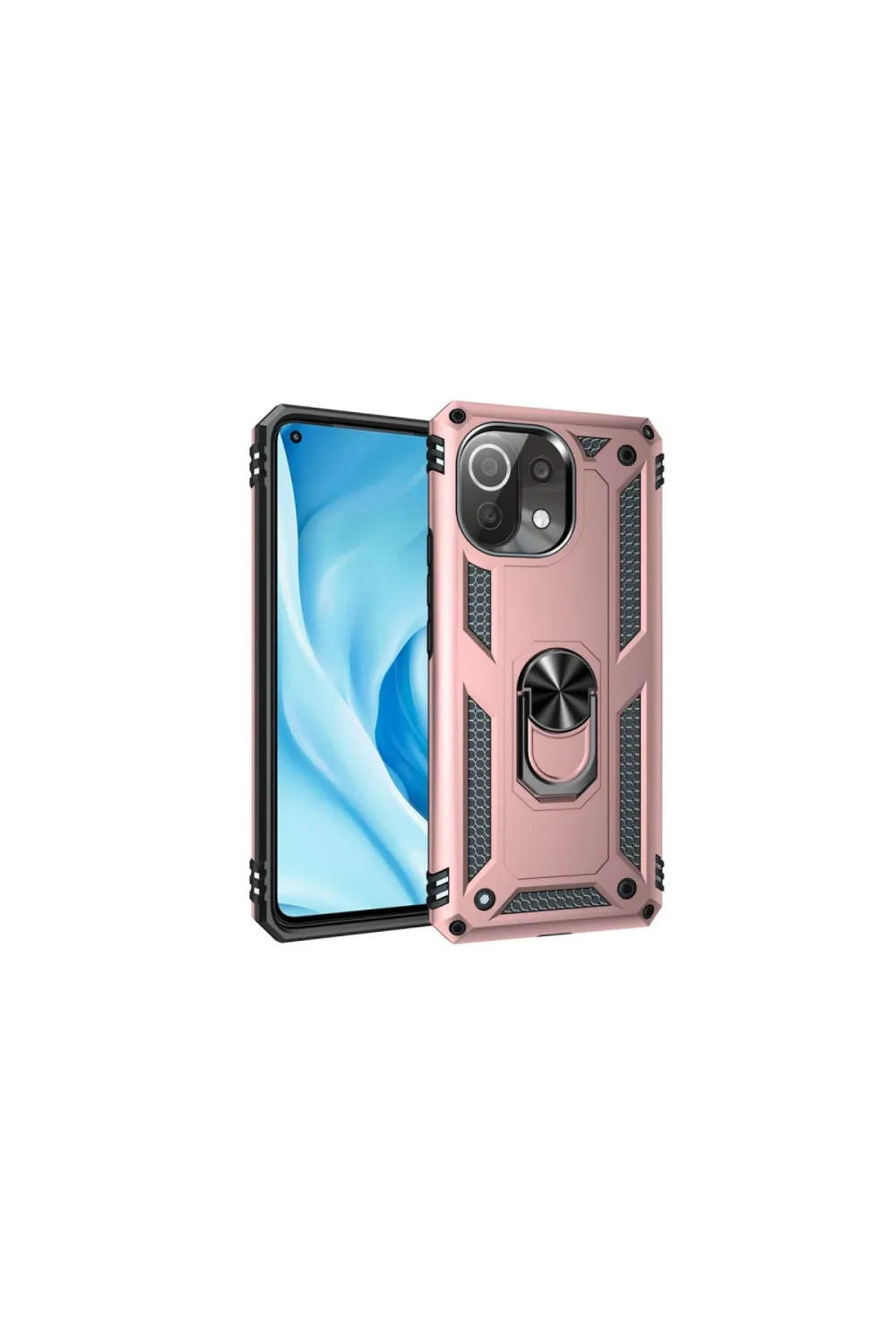 Xiaomi Mi 11 Lite Kılıf Sofya Yüzüklü Silikon Kapak - Rose