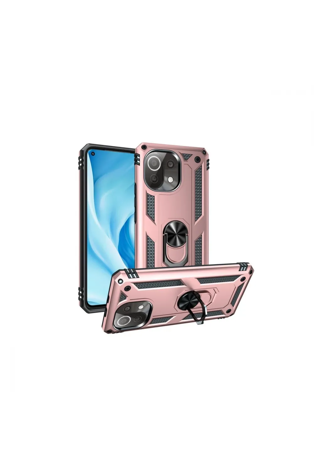 Xiaomi Mi 11 Lite Kılıf Sofya Yüzüklü Silikon Kapak - Rose